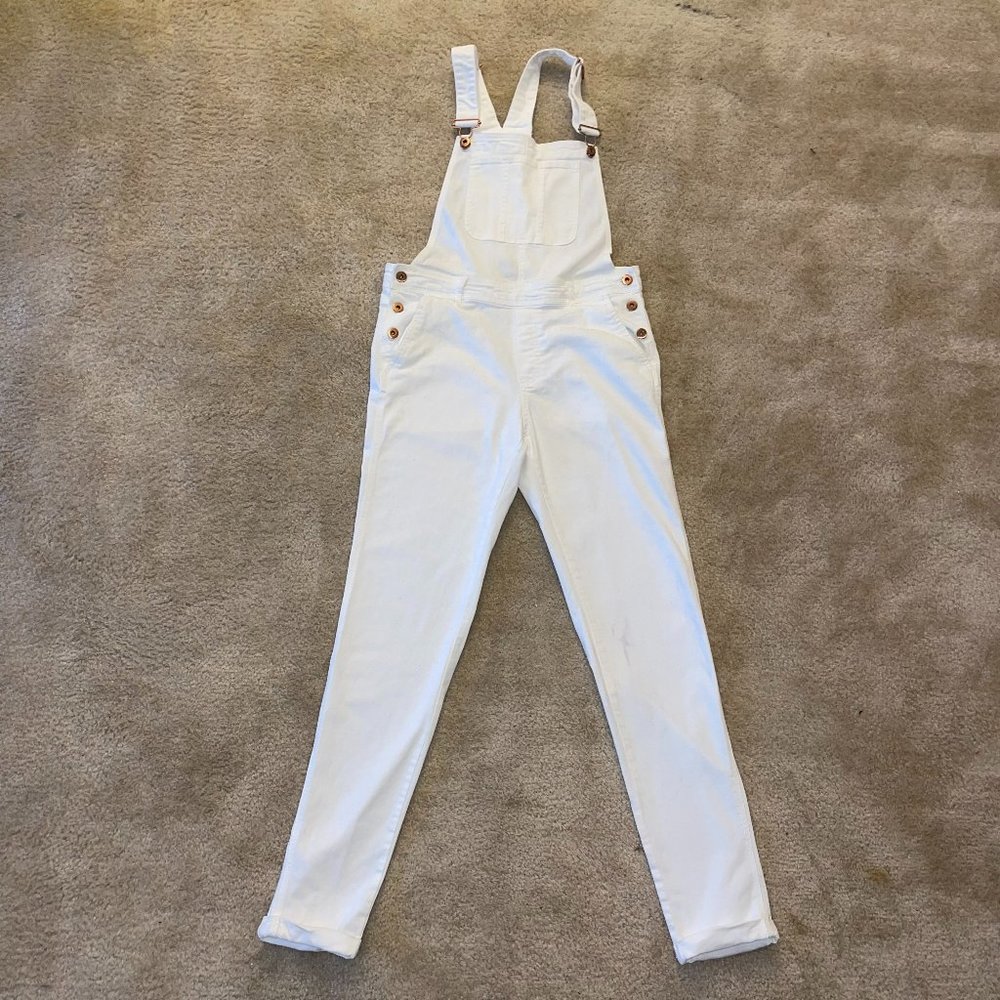 H&M White Denim Overall Jumpsuit with Bib